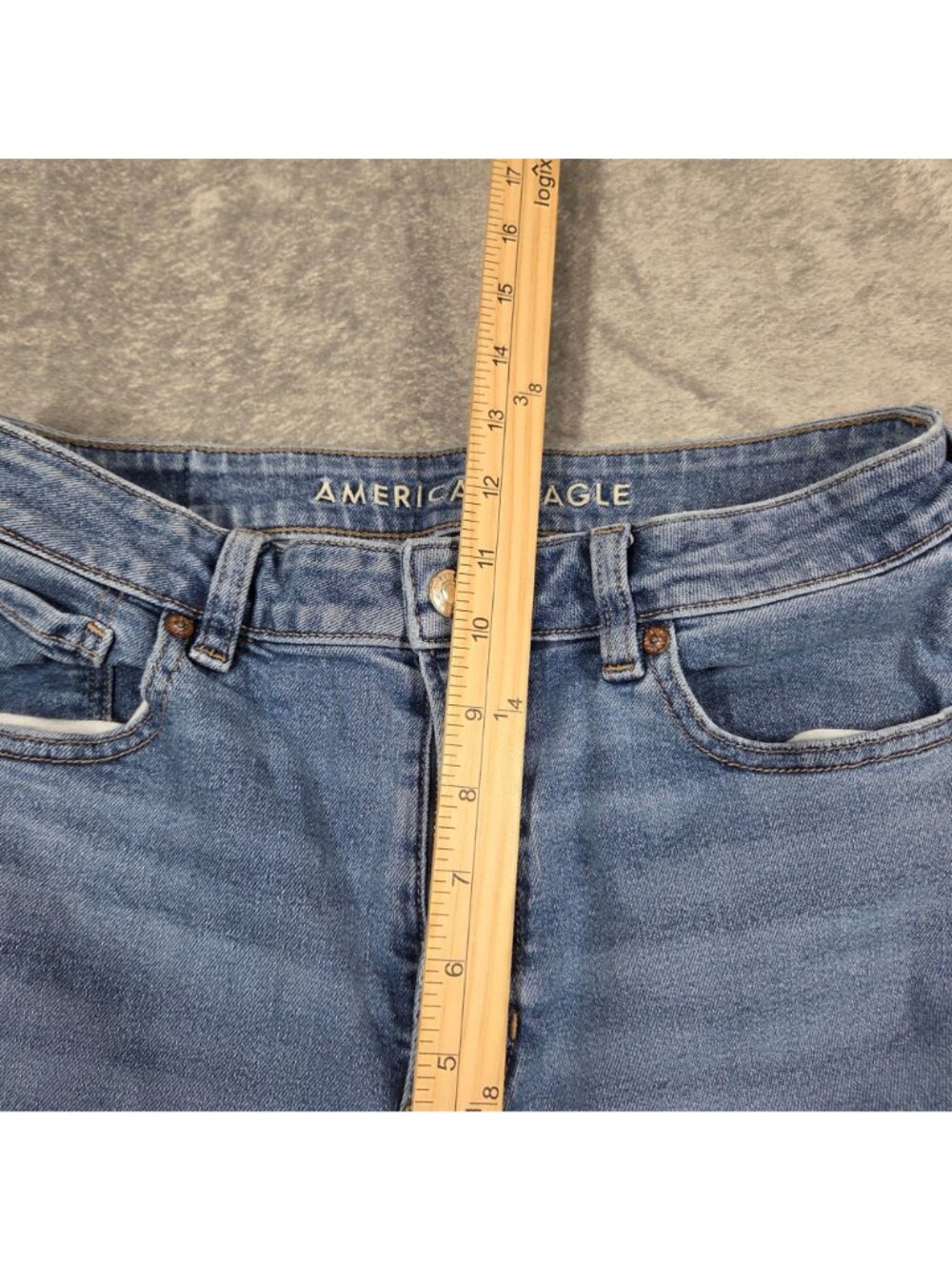 American Eagle Jeans Womens 8 X-Long Blue Mom Stretch Denim Retro Preppy - Picture 7 of 8